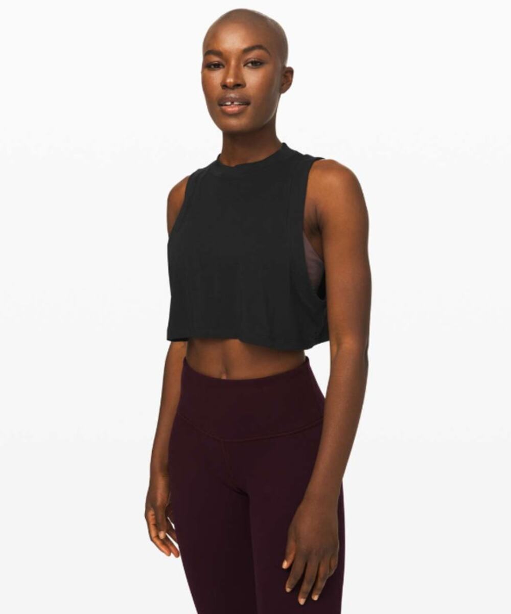 Black Lululemon All Yours Boyfriend Crop Tank Top